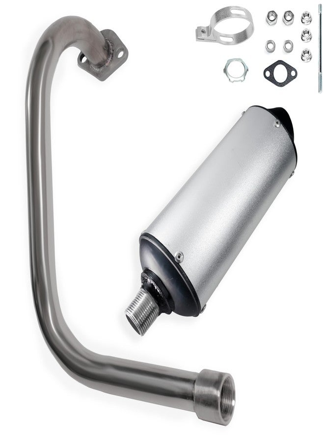 JMCHstore Left Threaded Exhaust long pipe w/performance muffler for coleman ct200u (Sliver) - Image 1