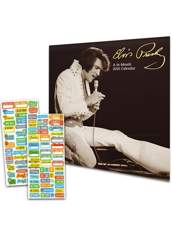 إلفيس تقويم بريسلي 2025 - مجموعة تقويم صغيرة فاخرة لعام 2025 من King Of Rock And Roll مع أكثر من 100 ملصق تقويم (هدايا Graceland، لوازم مكتبية) - Image 1