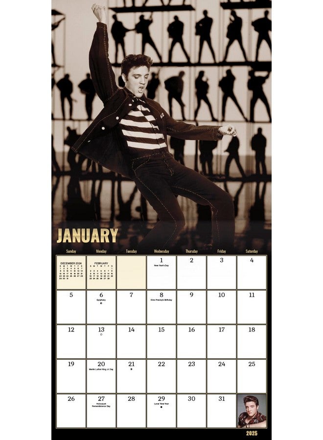 إلفيس تقويم بريسلي 2025 - مجموعة تقويم صغيرة فاخرة لعام 2025 من King Of Rock And Roll مع أكثر من 100 ملصق تقويم (هدايا Graceland، لوازم مكتبية) - Image 3