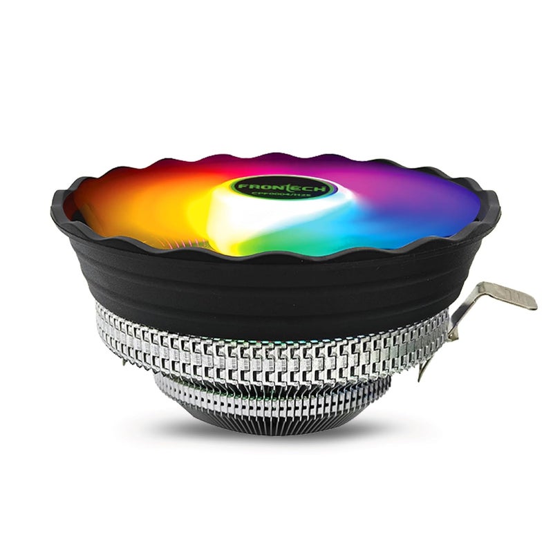 FRONTECH RGB CPU Cooler with Heatsink, 120mm Silent Fan, 1500 RPM, Hydraulic Bearing, 3-Pin 12V Connector, Supports Intel LGA 1700/1200/115x & AMD AM5/AM4 Sockets – (CPF-0004) - Image 1