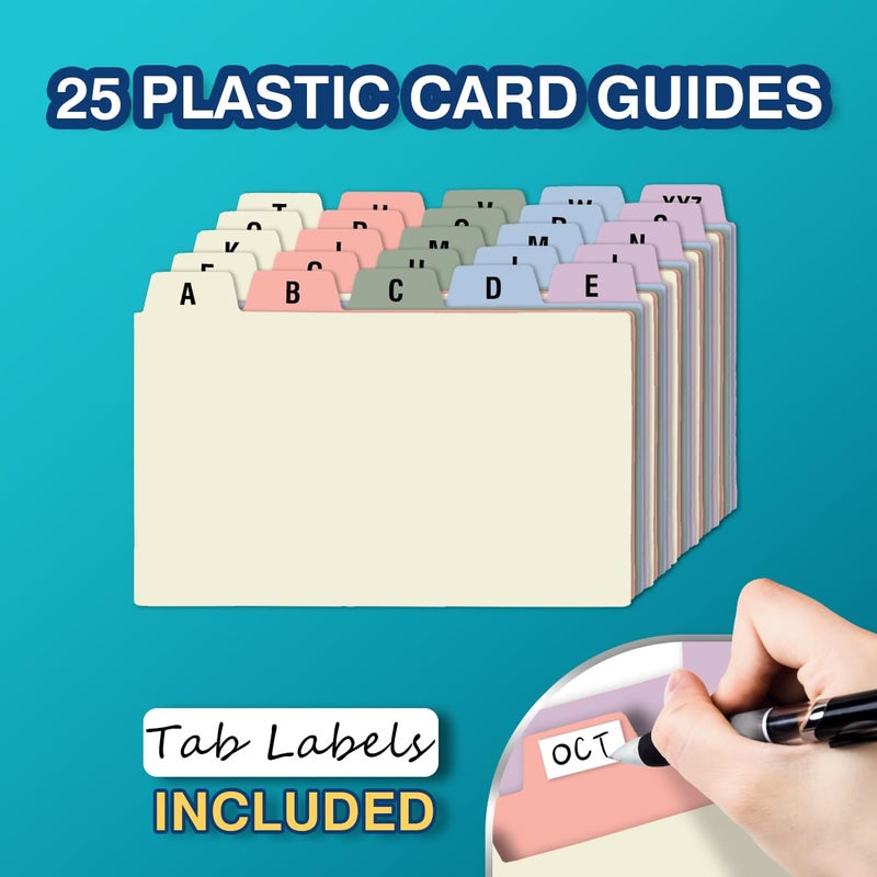 H4D 3x5 Index Card Holder with 100 Heavyweight Ruled Index Cards and 25 Plastic Dividers, Mint Green - Image 5