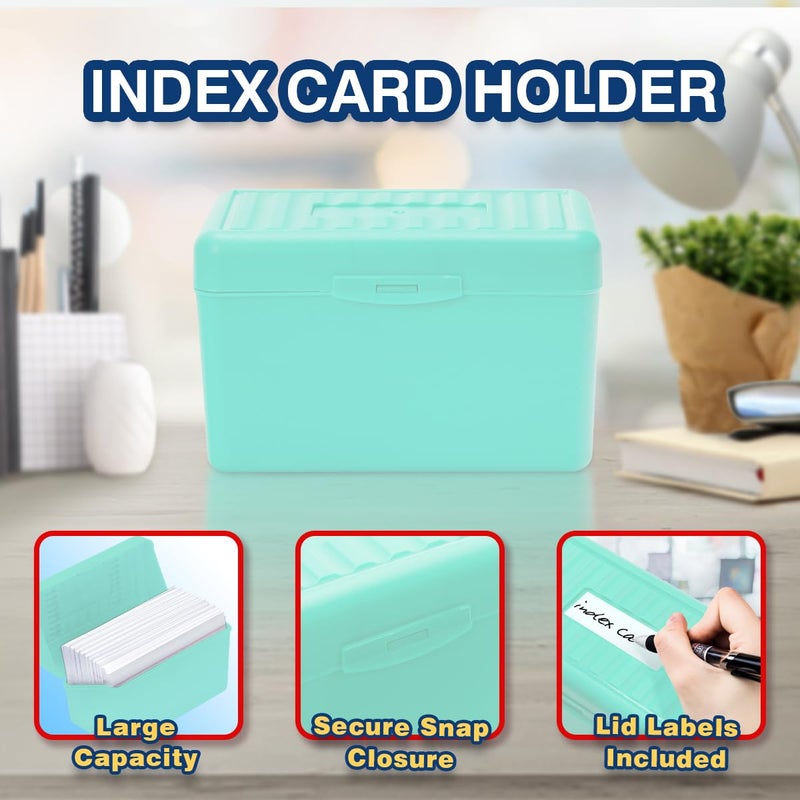 H4D 3x5 Index Card Holder with 100 Heavyweight Ruled Index Cards and 25 Plastic Dividers, Mint Green - Image 3