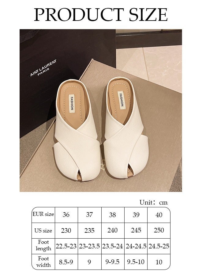 DUNISO Mule Slippers for Women Slingback Flat Pointed Mules Closed Toe Sandals Comfortable Women Slippers Backless Slip On Loafer Shoes - Image 2
