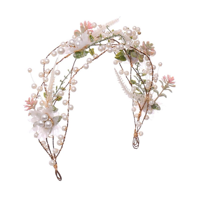 Beaupretty Floral Hair Accessories Headband Wedding Hair Band Bridal Headpiece Leaf Design Photography Prop for Bride and Flower Girl - Image 1