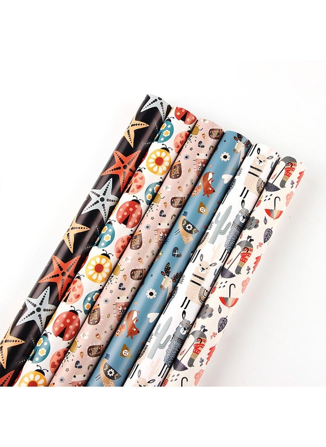 Zeemey 6 Sheets Gift Wrapping Paper With Accessories,Holiday Gift Wrapping Paper,Birthday Gift Box Gift Wrapping DIY, Gift Wrapping Paper for Birthday, Holiday, Wedding, Party,Kids Gift Wrapping (70cmX50cm)  - Image 3