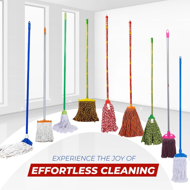 Monkey 555 ممسحة دائرية خضراء بلاستيكية | خيوط قطنية ماصة | رأس قابل للتبديل | متينة | مقاومة لدرجات الحرارة العالية | مشبك وحامل بلاستيك عذري | تنظيف صديق للبيئة | ممسحة لتنظيف الأرضيات - Image 5