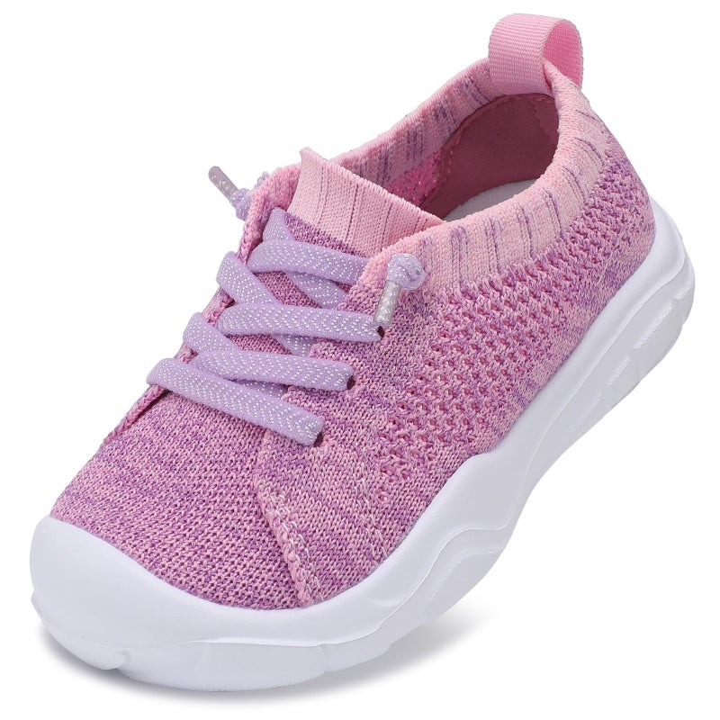 LeIsfIt Toddler Girls Boys Shoes Lightweight Sneakers Tennis Shoes Kids Slip on Shoes Breathable Barefoot Shoes Purple Size 7 - Image 1