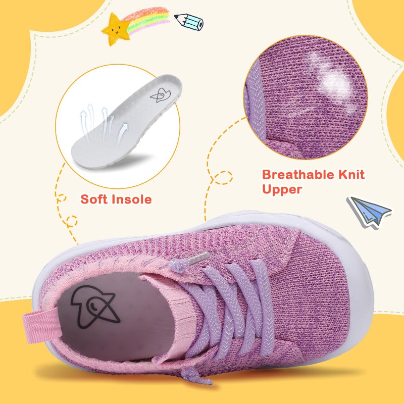 LeIsfIt Toddler Girls Boys Shoes Lightweight Sneakers Tennis Shoes Kids Slip on Shoes Breathable Barefoot Shoes Purple Size 7 - Image 3