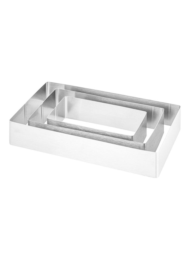 3-Piece Set Rectangle Cake Molds Silver - Image 2