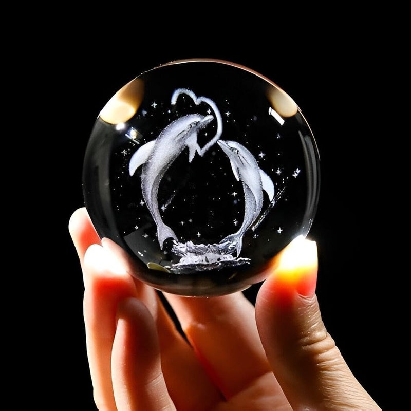 Crystal Ball Night Light - Enjoy the magic of the rotating galaxy with USB LED lamp featuring a luxurious wooden base, perfect for creating a relaxing ambiance in any room.(Small) - Image 3