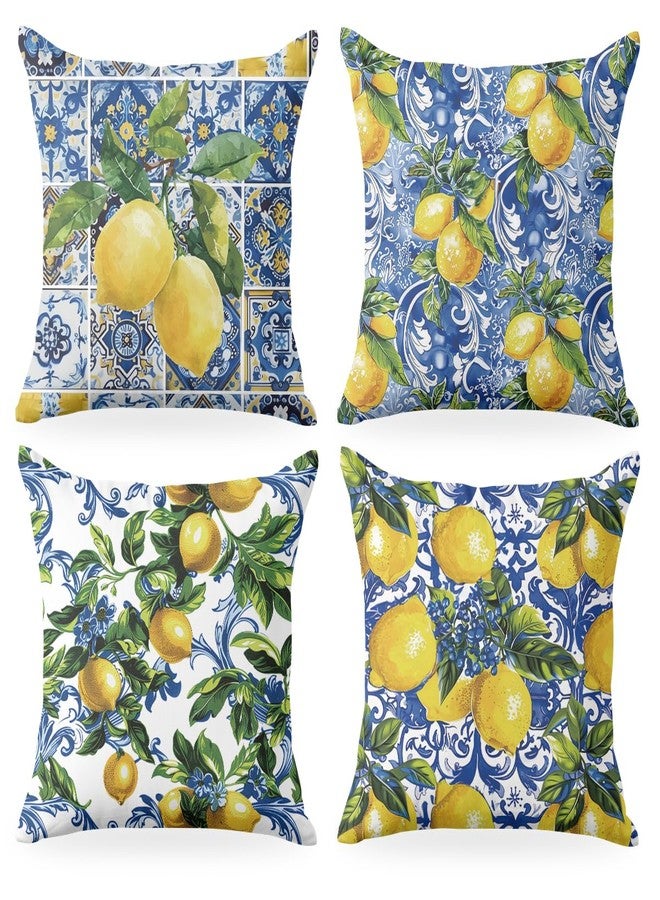 CQM 4 PCs Pillow Covers 18x18, Italy Lemon Throw Pillow Covers, Lemon Decor Italian Gifts Pillow Cases Decorative Pillow Protectors Living Room Bedroom Office Home Decor for Cushion Car Bed - Image 1