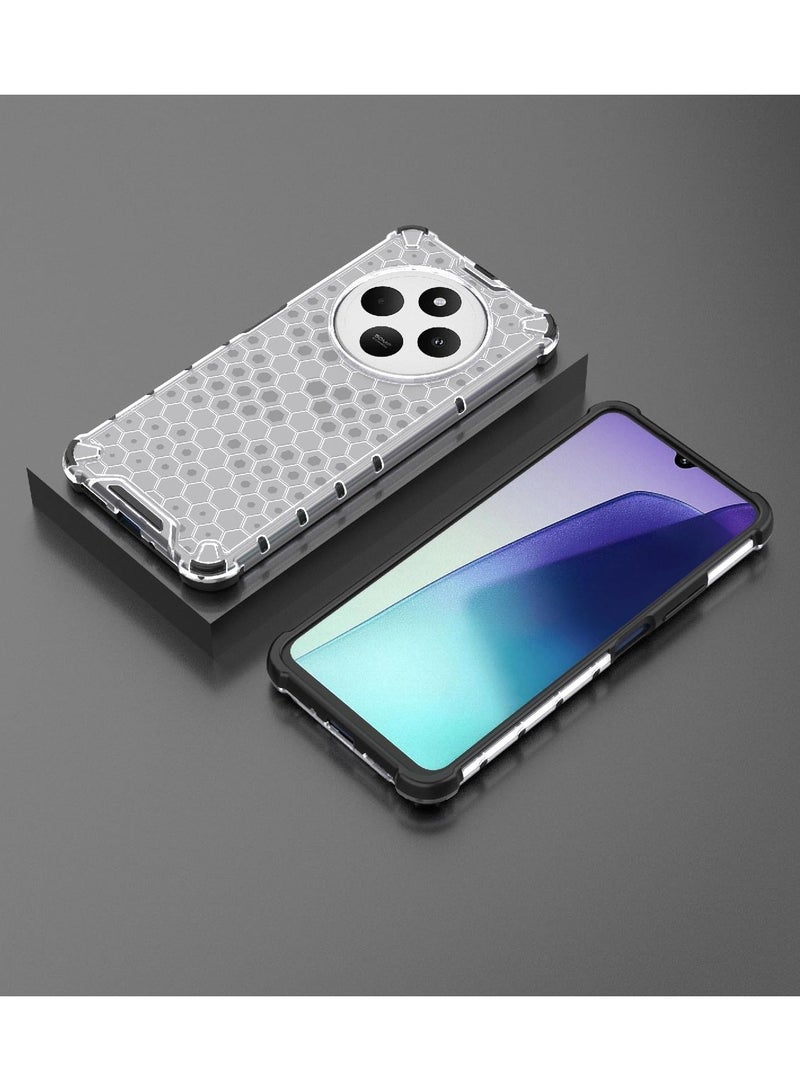 جراب حماية بتصميم خلية النحل، مقاوم للصدمات مع حماية للكاميرا متوافق مع Redmi 14C 4G / Poco C75 4G (شفاف) - Image 3