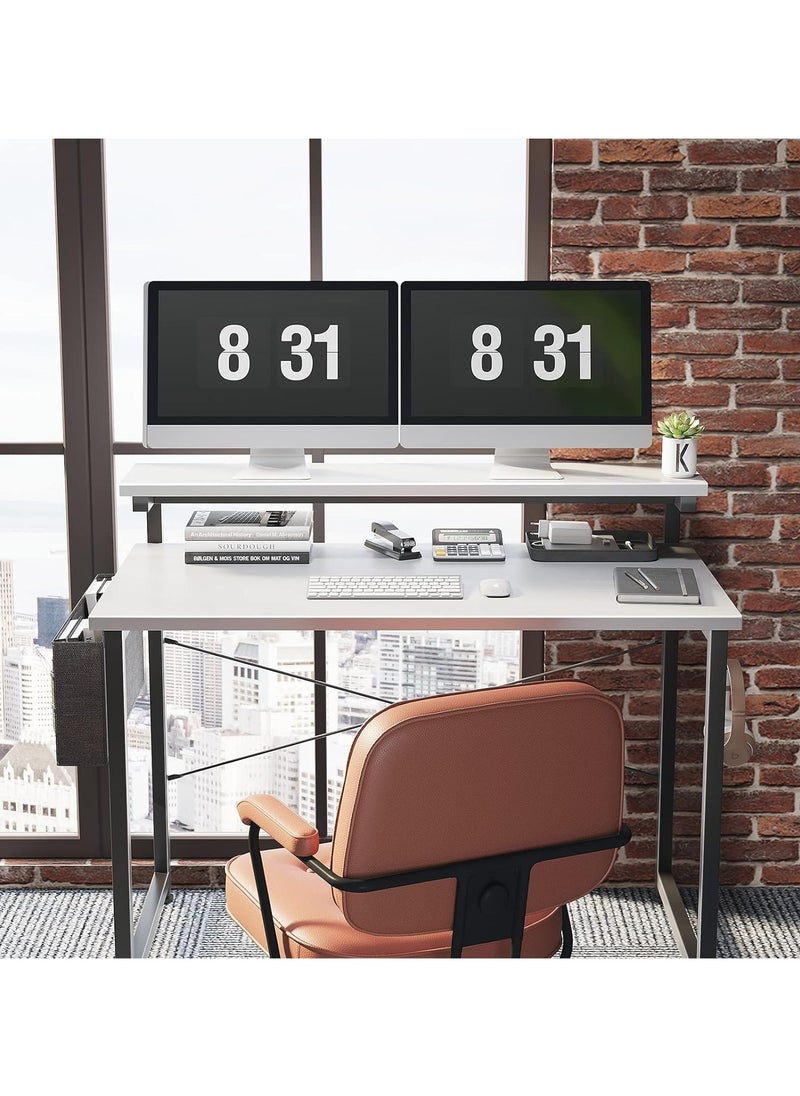 ACPLAY Computer Desk with Adjustable Monitor Shelves 39 inch Home Office Desk with Monitor Stand Writing Desk Study Workstation with 3 Heights  - Image 4