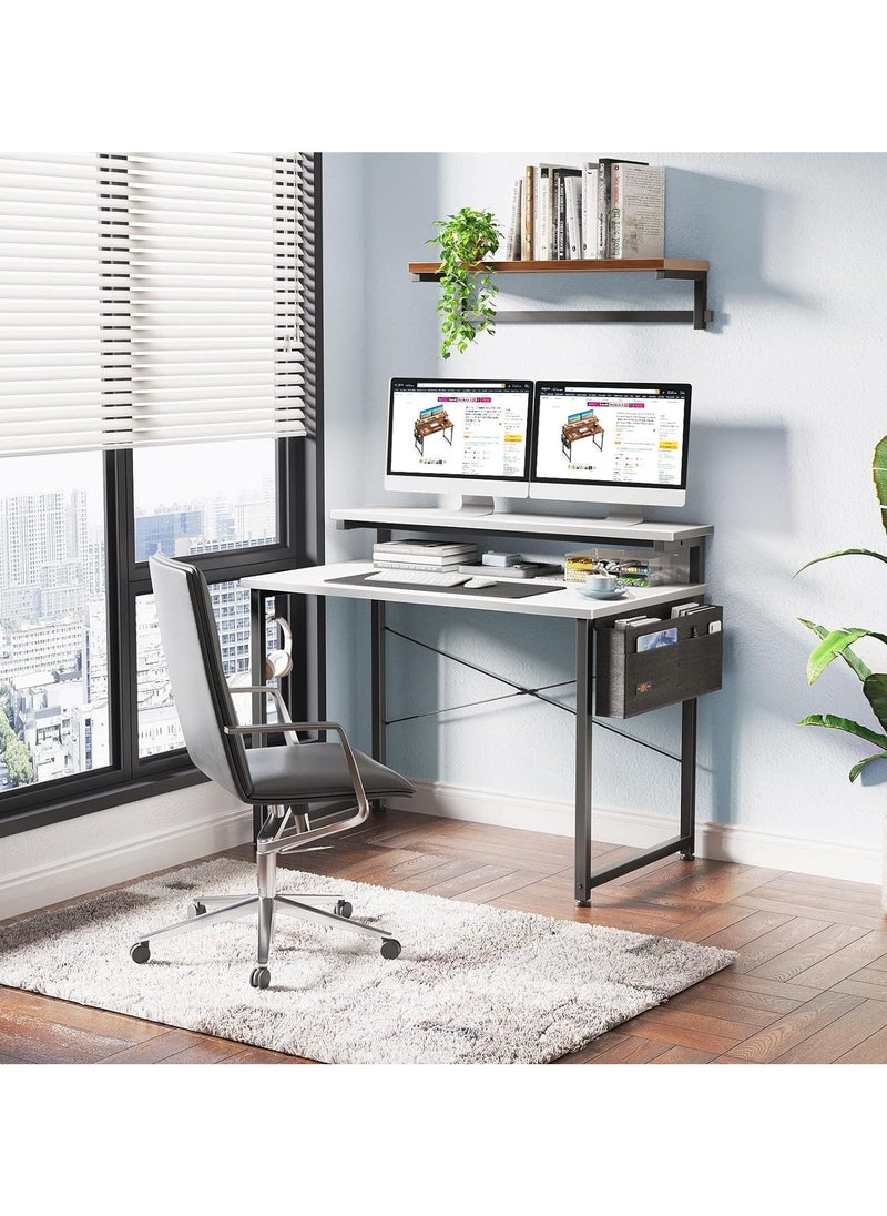 ACPLAY Computer Desk with Adjustable Monitor Shelves 39 inch Home Office Desk with Monitor Stand Writing Desk Study Workstation with 3 Heights  - Image 5