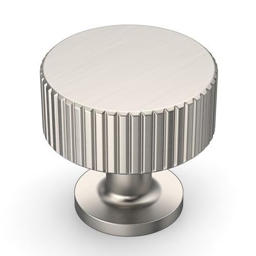 Amerdeco 10 Pack Brushed Satin Nickel Cabinet Knobs Single Hole Cabinet Pulls 1 Inch Drawer Knobs and Pulls for Bathroom Cabinets ZH0071 - Image 1