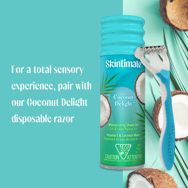 Skintimate Coconut Delight Shave Gel for Women, 6 Pack | Skintimate Shaving Cream for Women, Womens Shaving Cream, Shave Cream, Shaving Foam, Womens Shave Gel, Pack of 6, 7oz each - Image 3