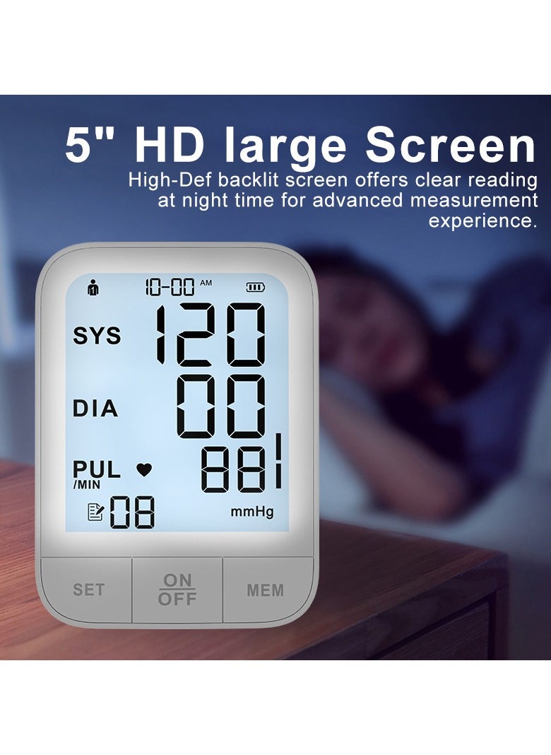 Blood Pressure Monitor, Automatic Upper Arm Blood Pressure Machine with 2x 99 readout, Backlit Large Screen Adjustable Large Cuff Home Hypertension Detector