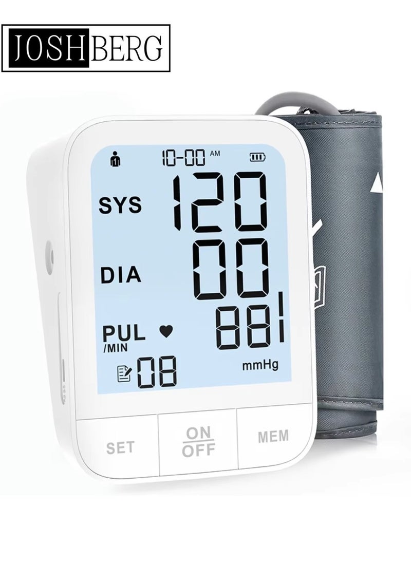 Blood Pressure Monitor, Automatic Upper Arm Blood Pressure Machine with 2x 99 readout, Backlit Large Screen Adjustable Large Cuff Home Hypertension Detector
