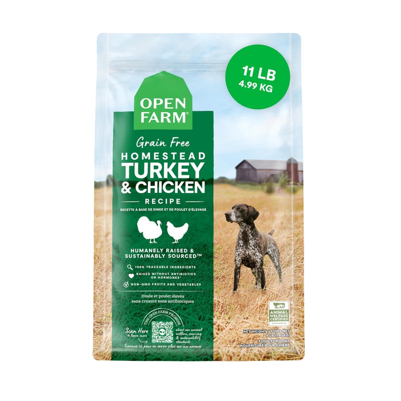 Open Farm GrainFree Dry Dog Food Complete Balanced Kibble Sustainably Ethically Sourced Ingredients NonGMO Veggies Superfoods to Support Overall Health Turkey and Chicken Recipe 11lb Bag