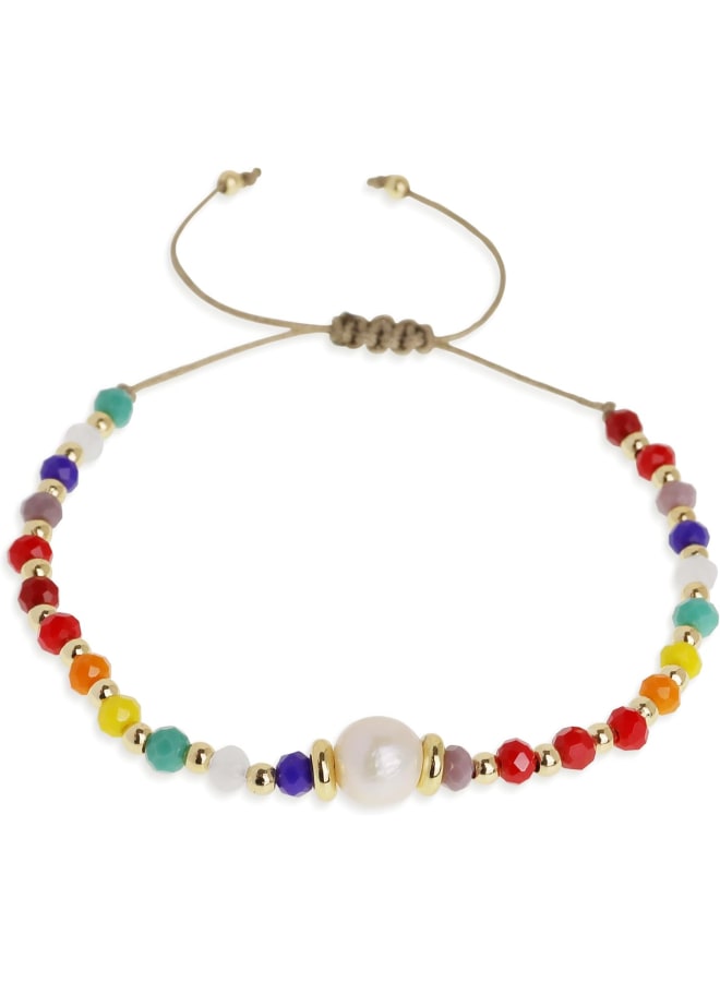 Frigotine Healing Crystal Rainbow Bead Adjustable Bracelets for Woman，Natural Colorful Gemstone Beaded Beach Surfer Summer Jewelry Gifts - Image 1