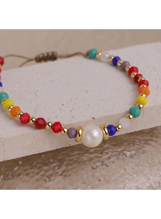 Frigotine Healing Crystal Rainbow Bead Adjustable Bracelets for Woman，Natural Colorful Gemstone Beaded Beach Surfer Summer Jewelry Gifts - Image 4