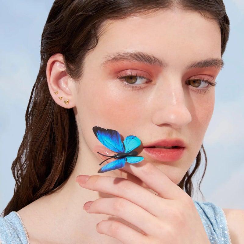 NONTAI Tiny Butterfly Stud Earrings Titanium Helix Tragus Piercing Jewelry 16G Flat Back Earring Cartilage Rook Stud - Image 4