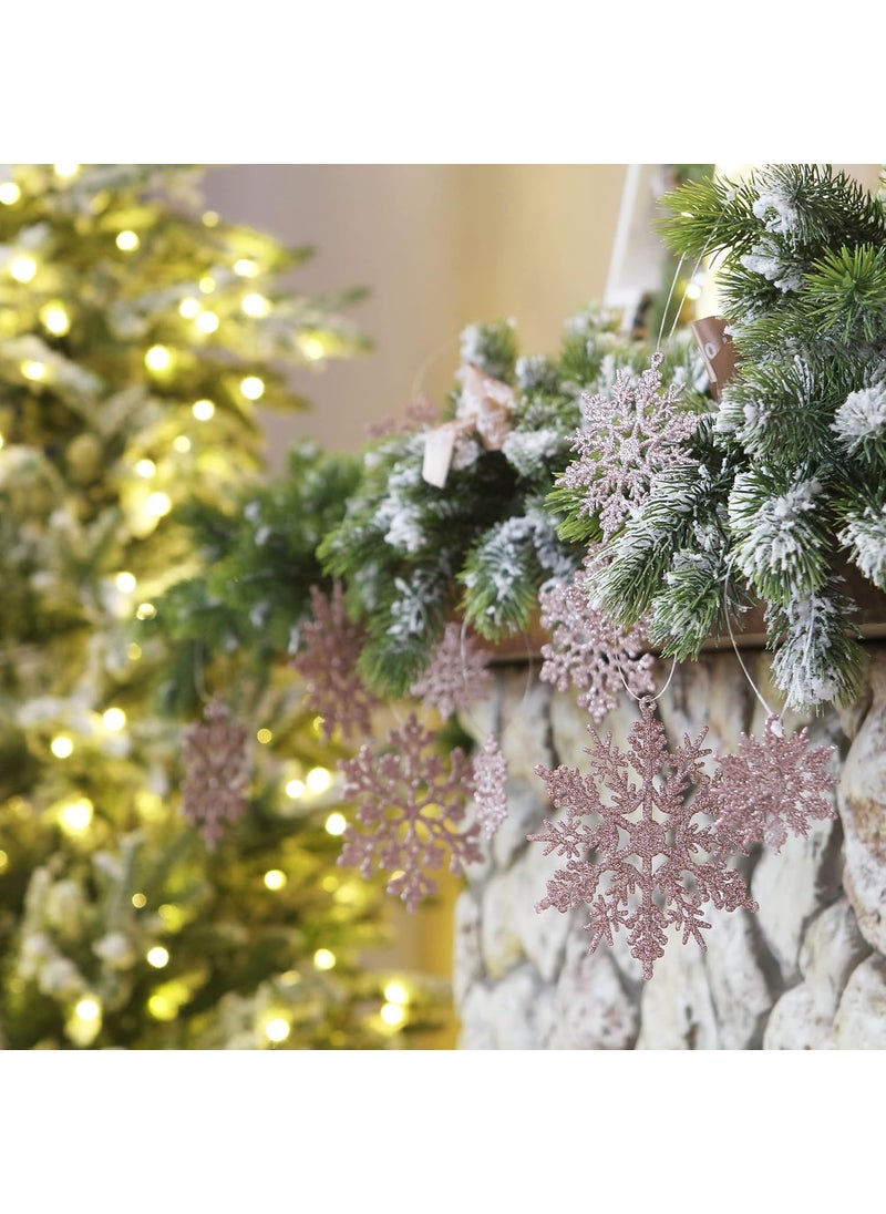 Sea Team Sea Team Plastic Christmas Glitter Snowflake Ornaments Christmas Tree Decorations, 2, 3, 4 Inches, Set of 36, Rose Gold  - Image 4