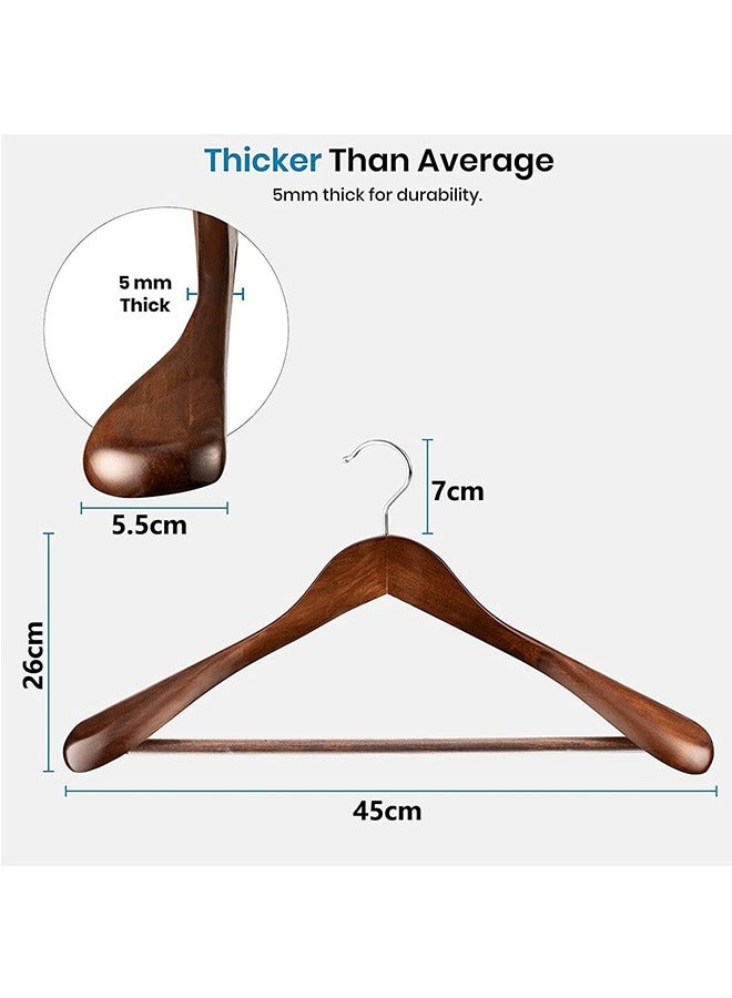LENND Wide Shoulder Wooden Hangers, Suit Hangers with Non Slip Pants Bar, Smooth Finish 360° Swivel Hook Solid Wood Coat Hangers for Dress, Jacket, Pants, Heavy Clothes Hangers 6 Pack - Image 5