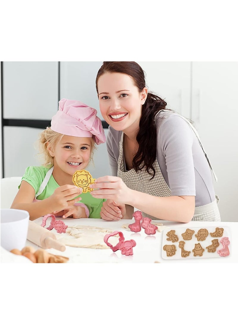 Zikra 8Pcs Animal Cookie Cutters, With Plunger Stamps Set, 3D Animal Embossing Cutters, Polymer Clay Cutters for Kids, Tiny Fruit Cutter, for Biscuit Fondant Cheese Baking Molds - Image 2