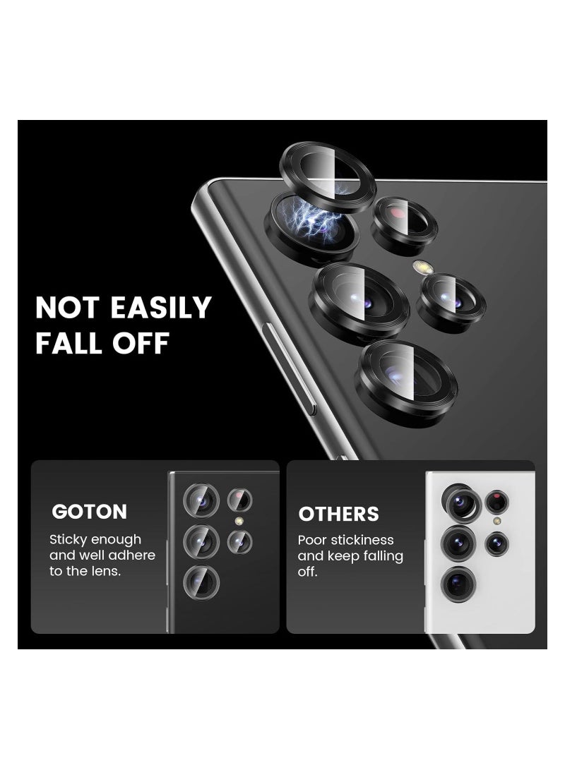 MUNTAQI ELTERAZONE Compatible With Samsung Galaxy S23 Ultra Camera Lens Protector, HD Tempered Glass Metal Lens Screen Protector Cover for Galaxy S23 Ultra 5G Accessories, Case-Friendly Black - Image 3