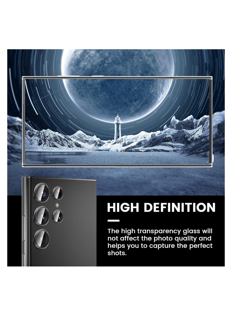 MUNTAQI ELTERAZONE Compatible With Samsung Galaxy S23 Ultra Camera Lens Protector, HD Tempered Glass Metal Lens Screen Protector Cover for Galaxy S23 Ultra 5G Accessories, Case-Friendly Black - Image 4