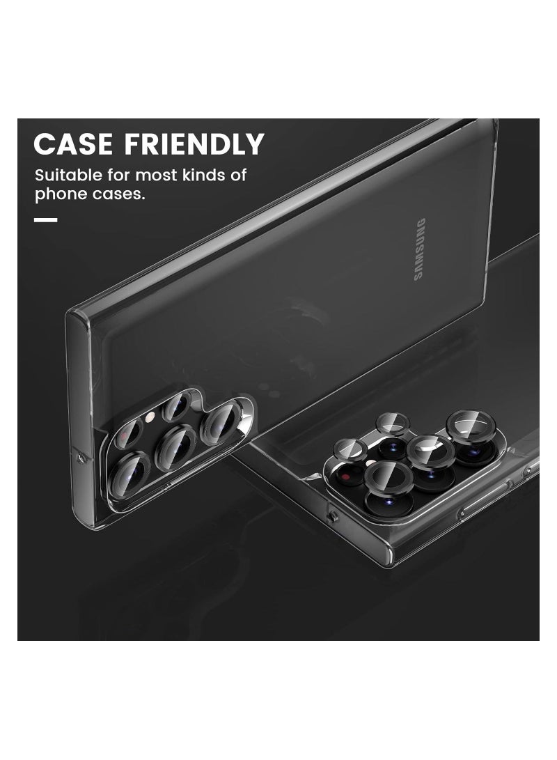 MUNTAQI ELTERAZONE Compatible With Samsung Galaxy S23 Ultra Camera Lens Protector, HD Tempered Glass Metal Lens Screen Protector Cover for Galaxy S23 Ultra 5G Accessories, Case-Friendly Black - Image 5