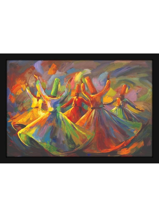 Mad Masters Whirling Dervishes Dance Painting Hanging Photo Frame Decorative Item for Living Room, Bedroom, Home Decor and Wall Decoration (MM 1870, 12x18 Inch, Canvas, With Plexi Glass) - Image 1