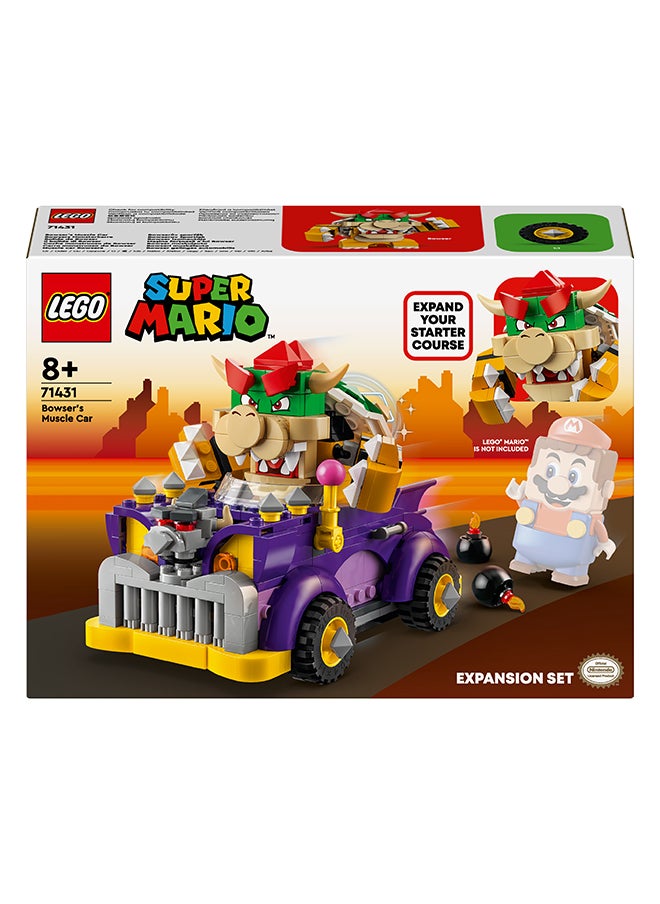 LEGO Super Mario Bowser’s Muscle Car Expansion Set, Collectible Race Kart Toy for 8 Plus Year Old Boys, Girls & Kids with a Bowser Character Figure, Small Gifts for Gamers Who Love Creative Play 71431  - Image 2