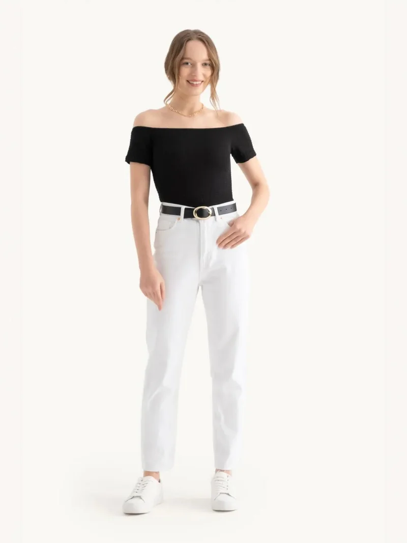 HICCUP Off Shoulder Short Sleeve Crop Top