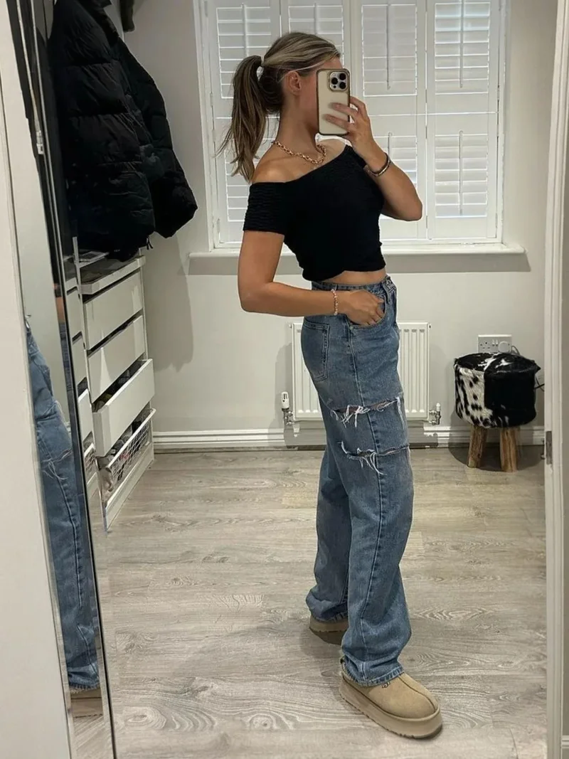 HICCUP Off Shoulder Short Sleeve Crop Top