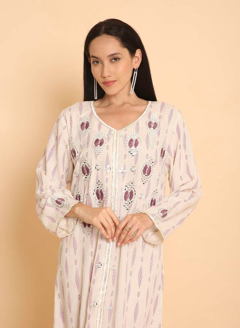 HANA & SARA Arabic womens printed long kaftan jalabiya dress with unique design - Image 3