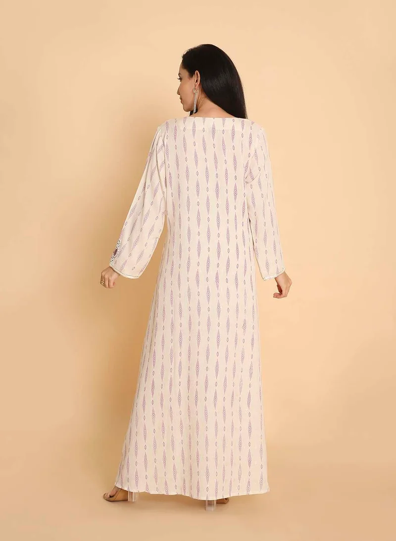 هانا آند سارا جلابية نسائية عربية مطبوعة بتصميم فريد