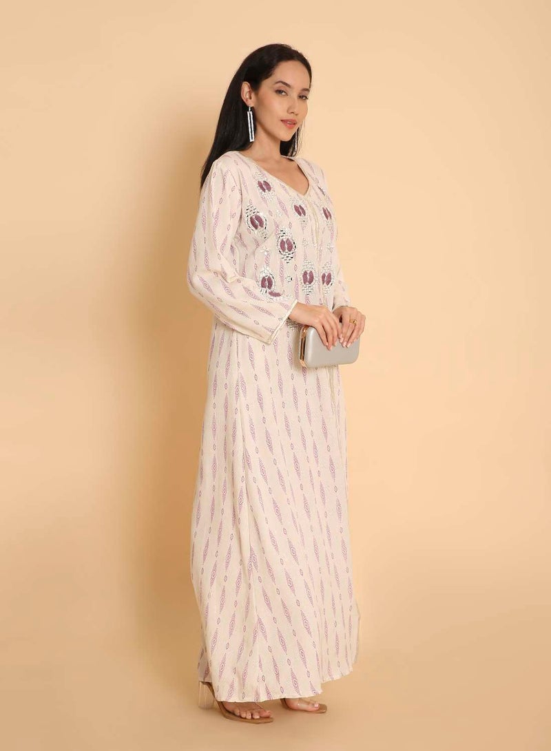 HANA & SARA Arabic womens printed long kaftan jalabiya dress with unique design - Image 5