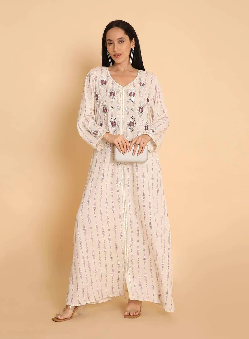 هانا آند سارا جلابية نسائية عربية مطبوعة بتصميم فريد