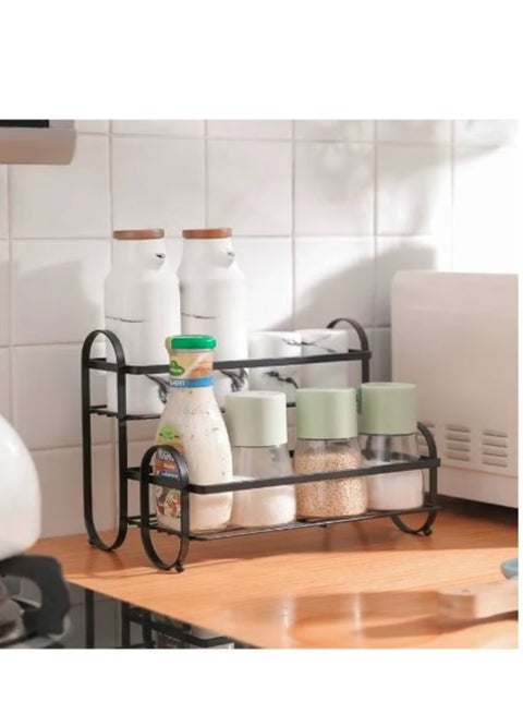 منظم  متعدد الأغراض، رف معدني، ، حامل ومنظم للتوابل والبرطمانات  2 رف، حامل مستحضرات التجميل، منظم للحمام والمطبخ بتصميم رائع، الأكثر أناقة، الأسهل بخامة عالية ومتعدد الاستخدام. عرض الرف 36 سم الطول 22 سم الارتفاع 34 سم