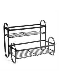 eBasket Multi-purpose organizer, metal rack, spice and jar holder and organizer, 2 shelves, cosmetics holder, bathroom and kitchen organizer with a wonderful design, the most elegant, the easiest with high quality material and multi-use. Shelf width 36 cm, length 22 cm, height 34 cm  - Image 2