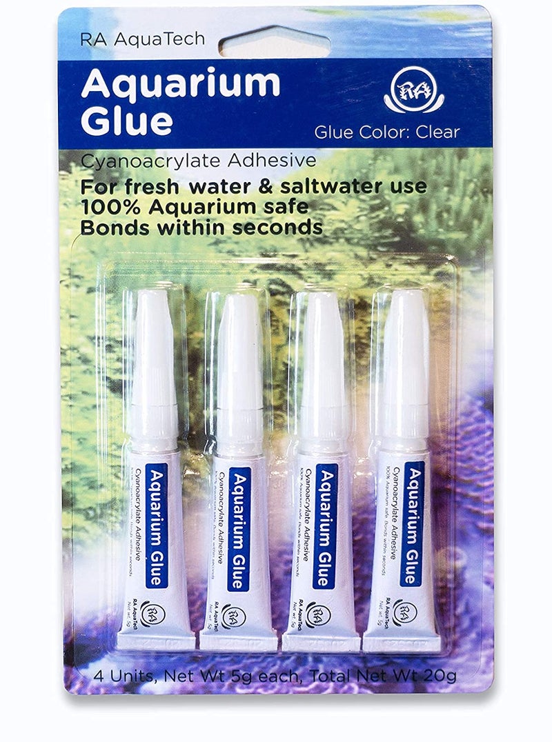 RA AquaTech Aquarium Glue Clear for Plants Corals aquascaping Instant Aquarium Safe (4pcs Pack) - Image 1