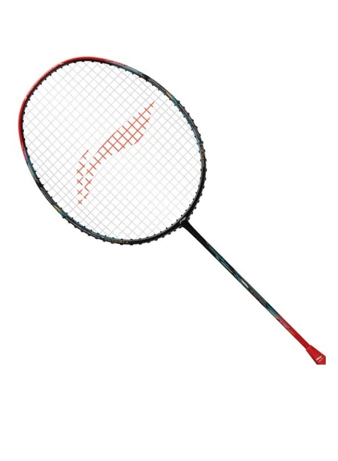 Li-Ning Super Series SS100 Carbon Graphite Badminton Strung Badminton Racket with Full Racket Cover (Black/Red) - Image 1