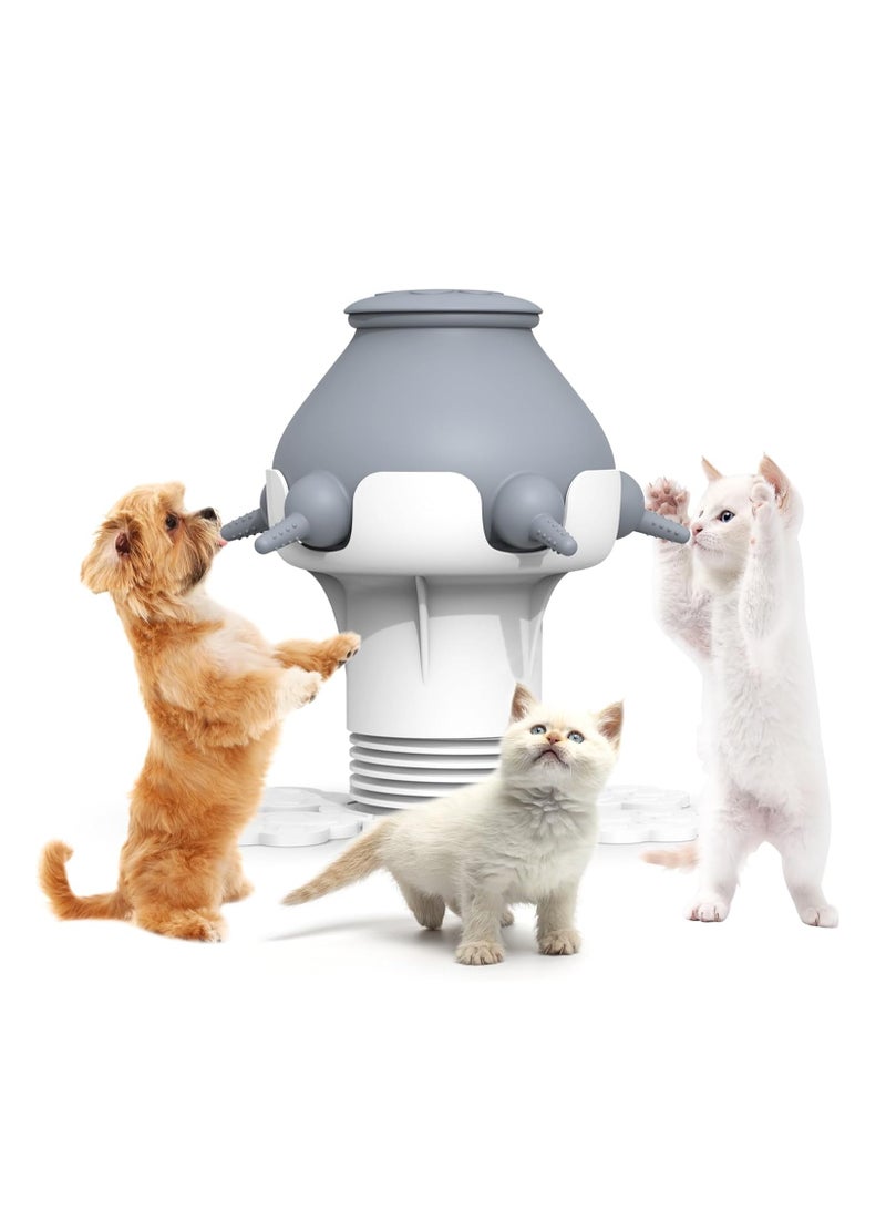 قارورة تغذية الحليب للحيوانات الأليفة 300 مل زجاجات سيليكون قابلة للتعديل للارتفاع مع 5 كلب وقطط وأرانب رمادي - Image 1