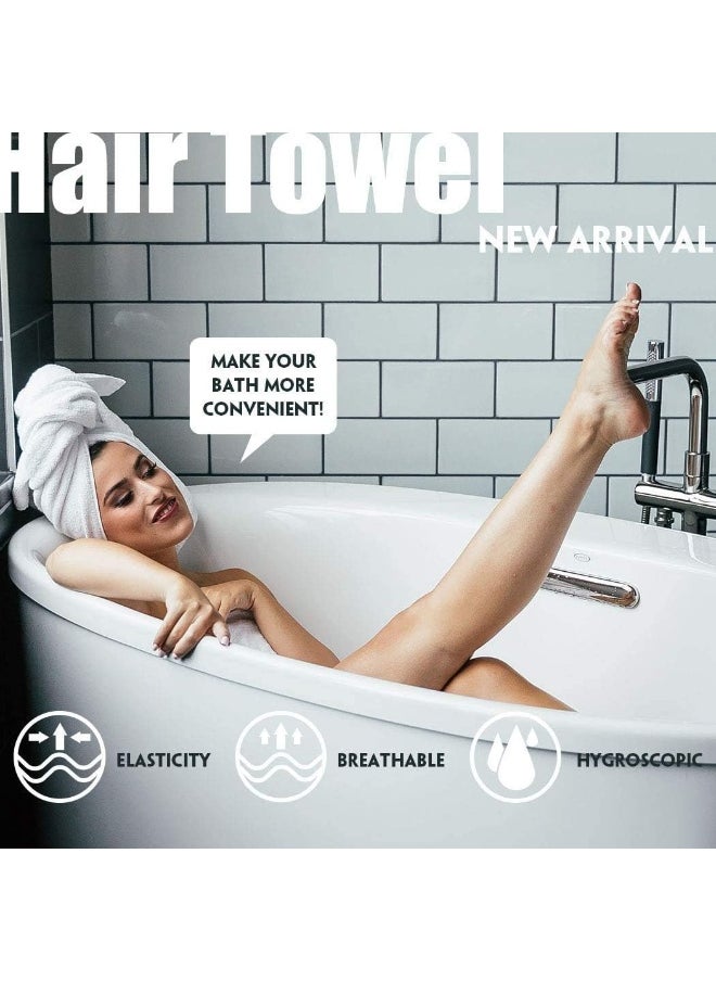 Generic FUN-TEK 2 Pack Hair Towel, Microfiber Hair Towel Wrap Quick Dry Super Absorbent Twist Hair Turban with Buttons Anti-Frizz for Women Girls Long & Curly Hair, White&Gray  - Image 4