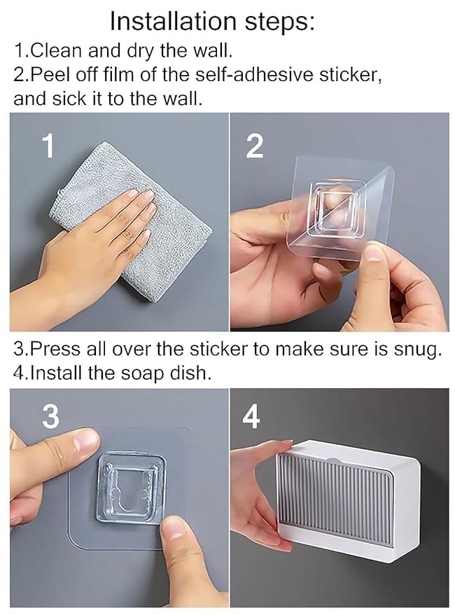Black Sparrow Plastic Creative Wall Mounted Double Bar Bathroom Soap Box Holder Soap Dish with Drainage Box Soap Box with Lid Single, Double Grid Soap Draining Rack - Image 5