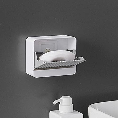 Black Sparrow Plastic Creative Wall Mounted Double Bar Bathroom Soap Box Holder Soap Dish with Drainage Box Soap Box with Lid Single, Double Grid Soap Draining Rack - Image 1
