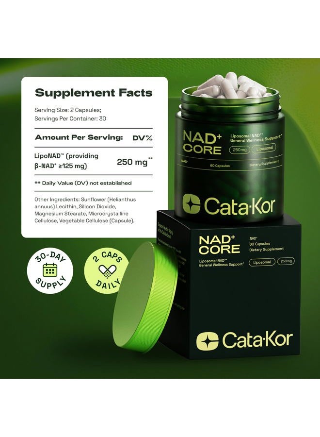 Cata-Kor NMN Supplement Alternative – Liposomal NAD+ Supplement – Third-Party Tested – NAD CORE – 60-Day Supply – 120 Capsules - Image 5