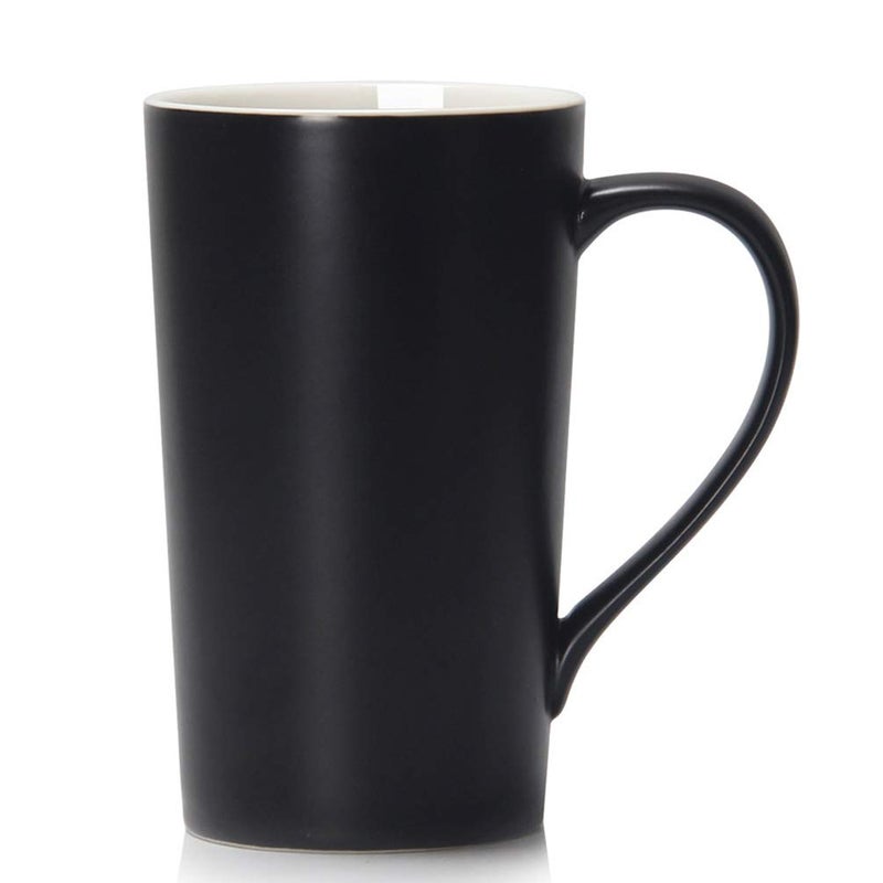 Smilatte 20 Ounces Extra Large Coffee Mug M007 Plain Tall Big Ceramic Latte Cappuccino Tea Cup with Handle for Dad Men Boss CoworkersIdeal Mugs for Office Home Daily Use Black